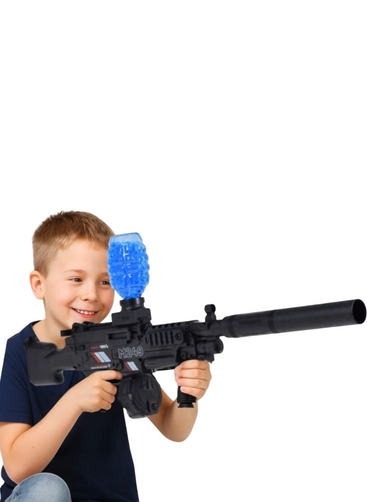 Premium Black Tactical Gel Blaster Toy Rifle with Blue Light Effect – Automatic Water Bead Shooting Gun for Action Play - Image 2