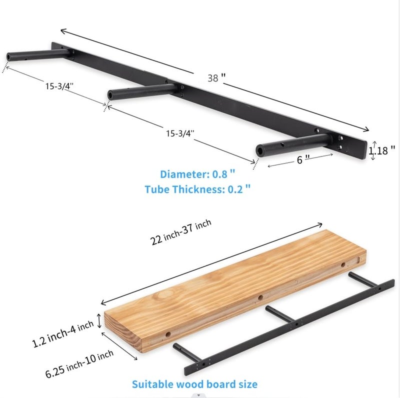 PICESA 38â€˜â€™ Heavy-Duty Hidden Floating Shelf Bracket â€“ 210 LBS Max Load (Mounted on Studs), Floating Mantel Bracket for Fireplace & Wall Shelves, Includes Easy Installation Kitï¼ˆ38 inch Bracketsï¼‰ - Image 5
