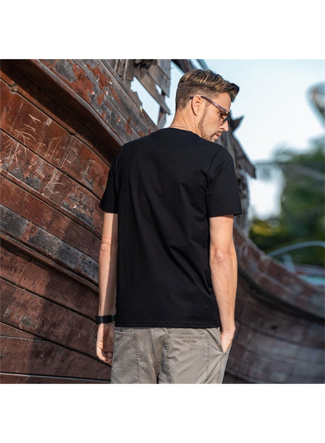 Smooth & Cool Ice Silk Cotton Short Sleeve T-shirt For Men - 2025 Summer Letter Embroidery Round Neck Casual Tee - Image 5