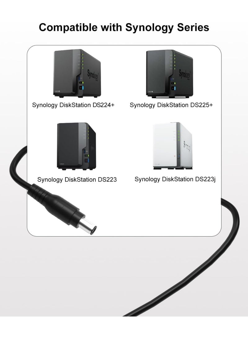 زيكسين محول طاقة 12 فولت تيار متردد/مستمر متوافق مع أجهزة Synology DS223j، DS223، DS225+، DS225، DS224+، DS220+، DS220j، DS218+، DS214، DS213، DS212، DS216، DS118، وWD My Cloud EX2، وQnap TS212، TS221، TS251. - Image 2