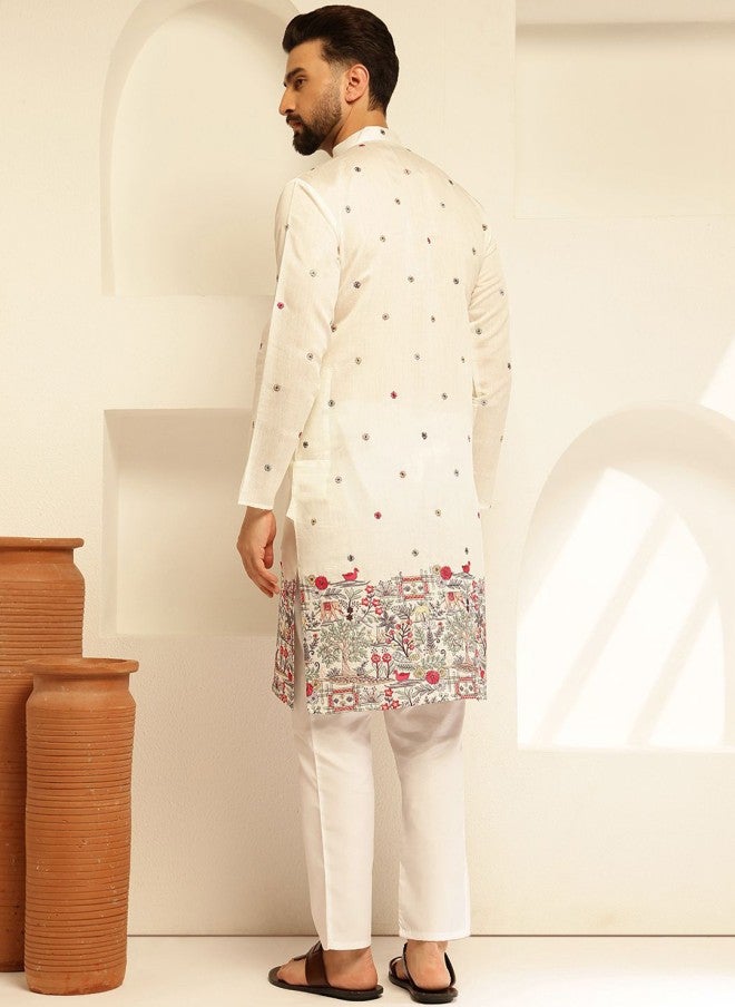 Sojanya Floral Embroidered Kurta and Pyjama Set for Men - Image 5