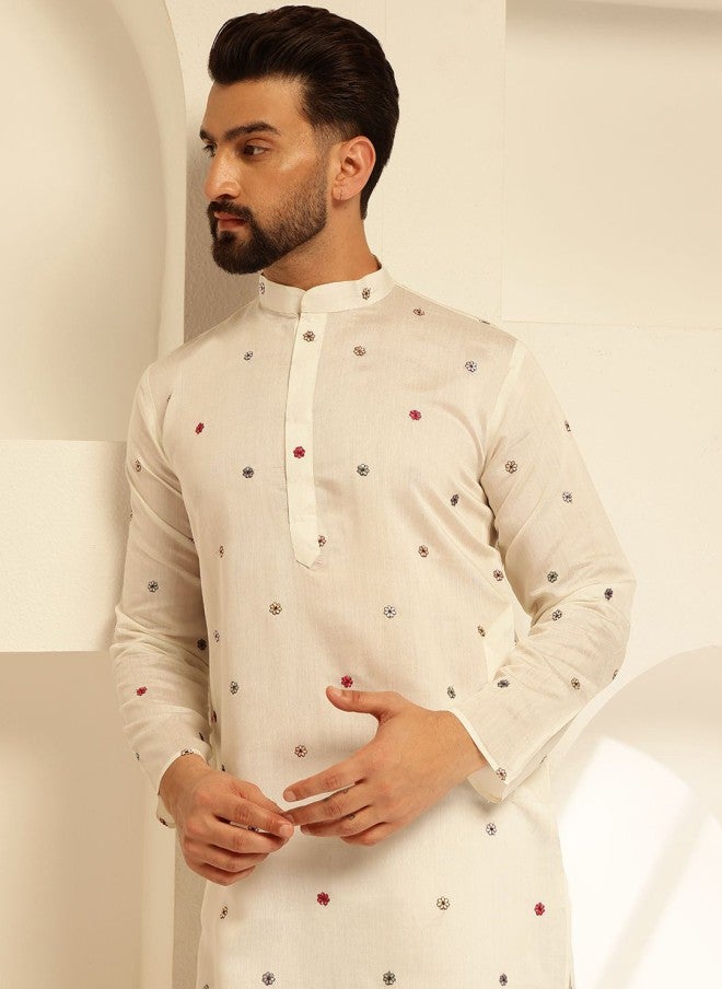 Sojanya Floral Embroidered Kurta and Pyjama Set for Men - Image 2