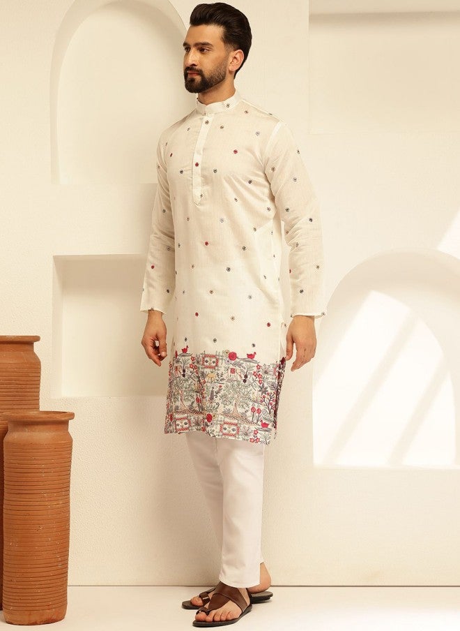 Sojanya Floral Embroidered Kurta and Pyjama Set for Men - Image 4
