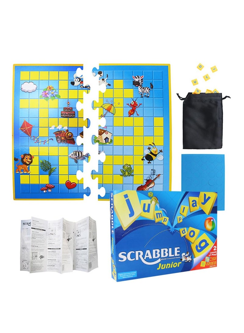 Wooden Spelling Games Set with Clear Print Text and Letter Tiles, Educational Montessori Puzzle for Preschool Kids Age 6+, Perfect Gift for Boys and Girls (Blue) - Image 1