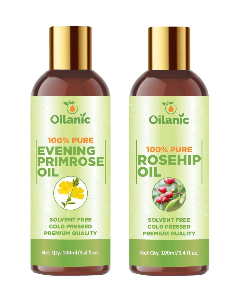 Oilanic 100% Pure & Natural Evening Primrose Oil & Rosehip Oil Combo pack of 2 bottles of 100 ml(200 ml) - Image 1