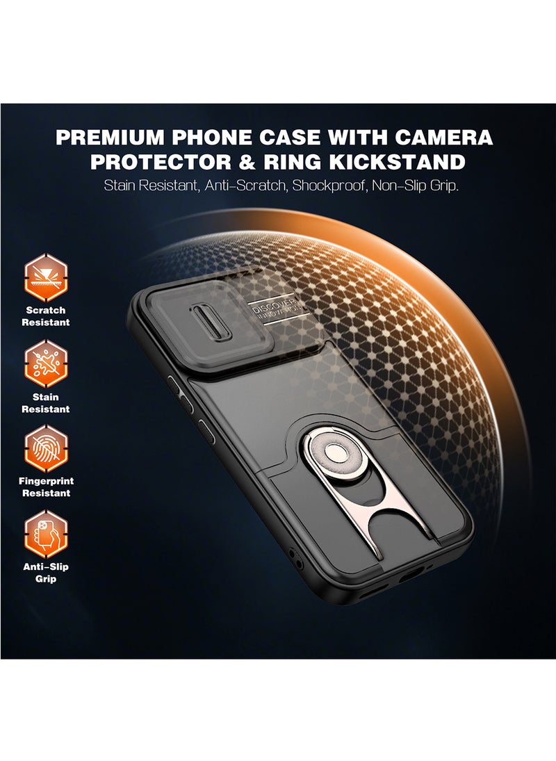 غطاء هاتف لـ Realme 16 Pro مع غطاء للكاميرا وحامل حلقي، وحامل سيارة مغناطيسي متوافق، وغطاء واقي صلب من الخلف وحواف ناعمة مقاوم للصدمات - Image 4