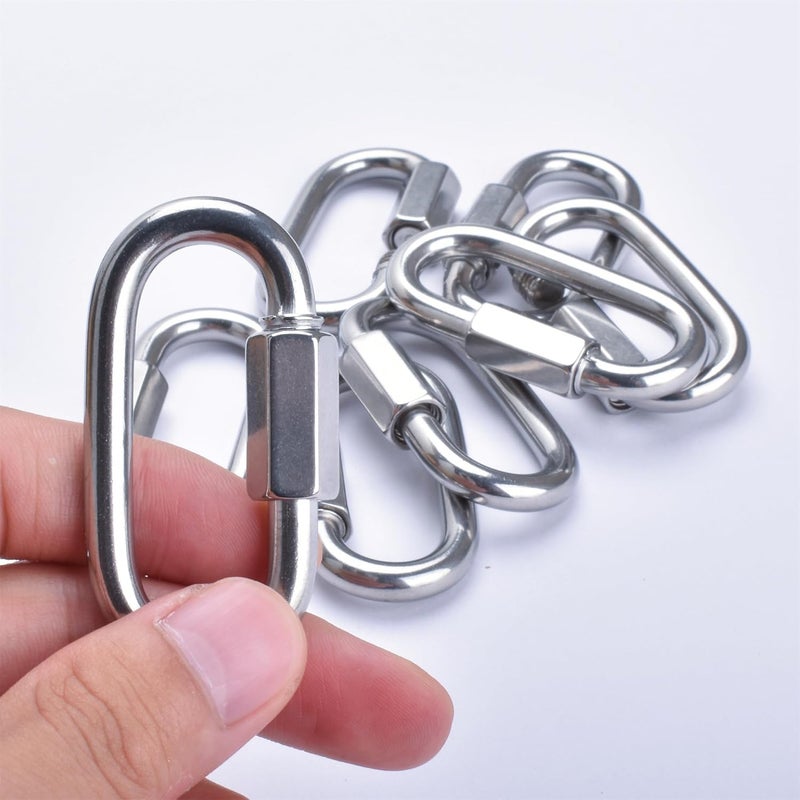 Alele 15/64" Quick Link, 8 Packs M6 Stainless Steel Chain Connector,Heavy Duty D Shape Locking Looks for Carabiner, Hammock, Camping and Outdoor Equipment - Image 1