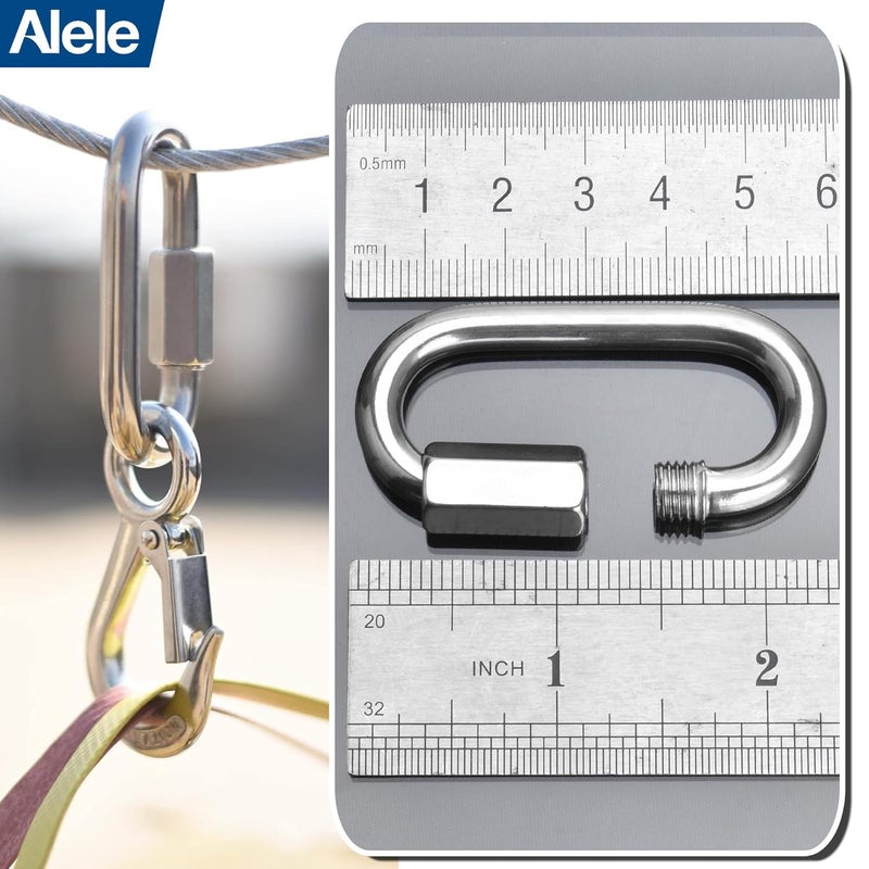 Alele 15/64" Quick Link, 8 Packs M6 Stainless Steel Chain Connector,Heavy Duty D Shape Locking Looks for Carabiner, Hammock, Camping and Outdoor Equipment - Image 4
