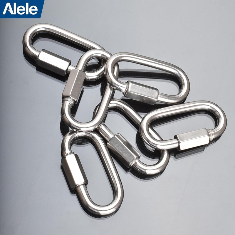 Alele 15/64" Quick Link, 8 Packs M6 Stainless Steel Chain Connector,Heavy Duty D Shape Locking Looks for Carabiner, Hammock, Camping and Outdoor Equipment - Image 3