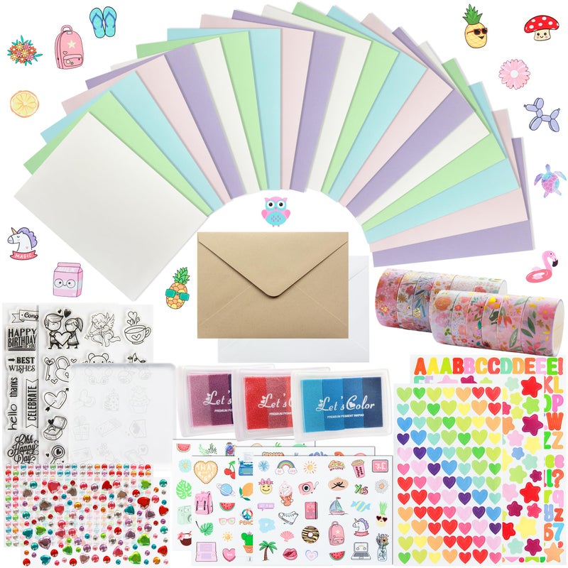 J6&H6 Card Making Kits For Creative people - 30 Blank Greeting Cards And Envelopes with Supplies and Stamp Set-Giftable DIY Greeting Card Set-Perfect for Birthdays Festive Celebrations Christmas Thank You - Image 1