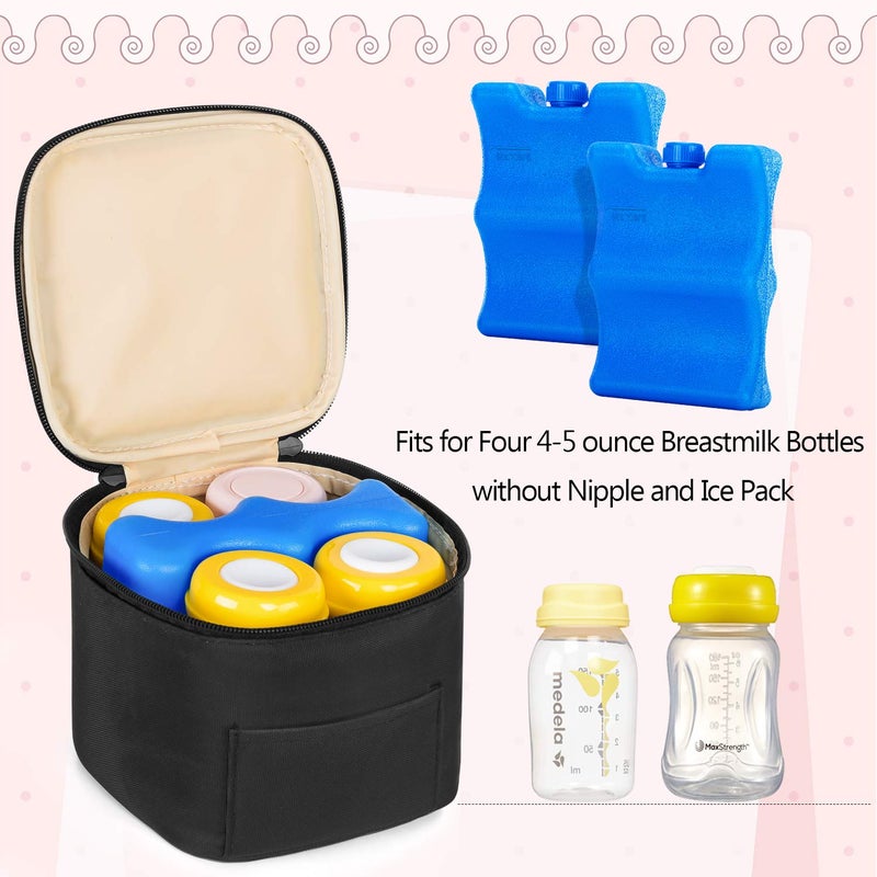 Teamoy Breastmilk Cooler Bag with Ice Pack, Baby Bottles Bag for up to 4 Large 5 Ounce Bottles Without Nipple, Perfect for Working Mom Mother, Black - Image 4