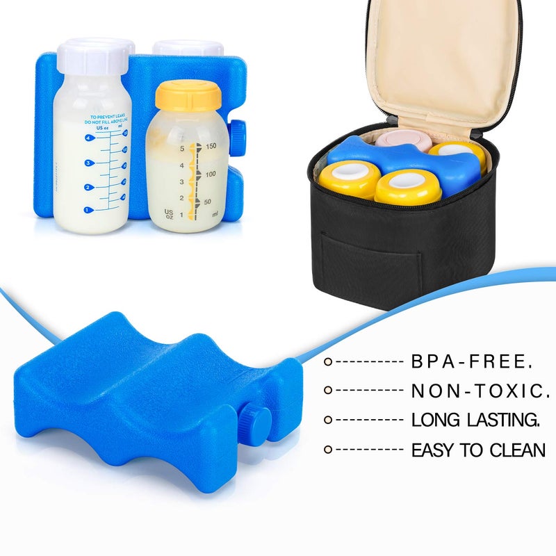 Teamoy Breastmilk Cooler Bag with Ice Pack, Baby Bottles Bag for up to 4 Large 5 Ounce Bottles Without Nipple, Perfect for Working Mom Mother, Black - Image 3