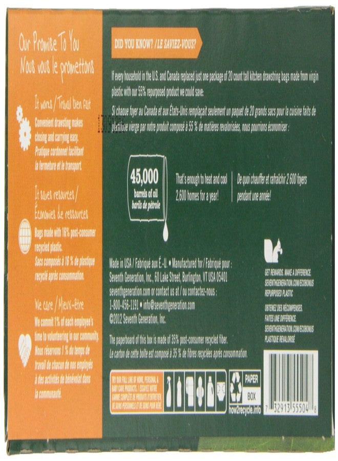 Seventh Generation, Drawstring Kitchen Trash Bags 13 gal, 20 count - Image 4