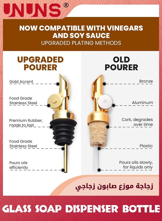 UNUNS Olive Oil Dispenser Set,Glass Oil Bottles for Kitchen,500ml Oil Dispenser with Labels and 1 Funnel,Olive Oil Bottle Coffee Syrup Dispenser,Set of 2 - Image 2