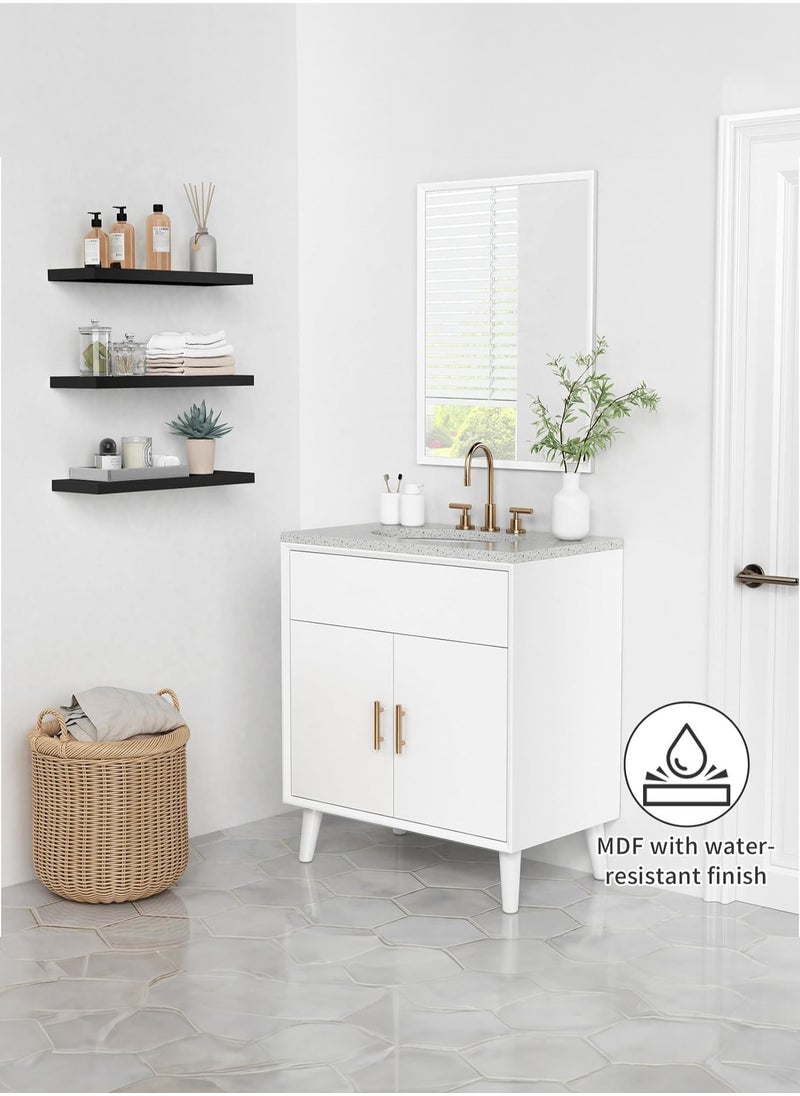 Roman Gifts - 6 Pcs Set of Floating Shelves for Wall Decor Wall Shelves for Bedroom Storage Large Deep Wall Mounted Shelves for Bathroom Towels Laundry Living Room Kitchen Closet - Image 1