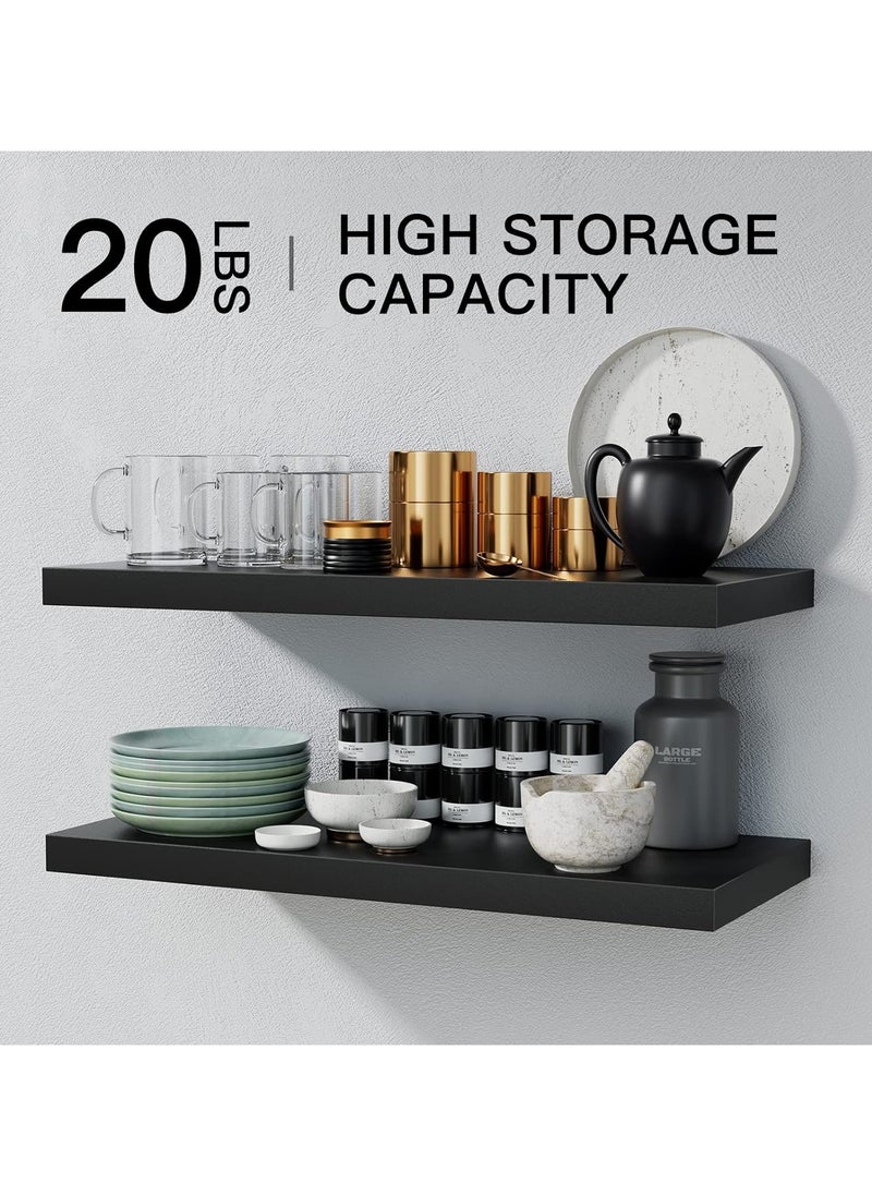 Roman Gifts - 6 Pcs Set of Floating Shelves for Wall Decor Wall Shelves for Bedroom Storage Large Deep Wall Mounted Shelves for Bathroom Towels Laundry Living Room Kitchen Closet - Image 1