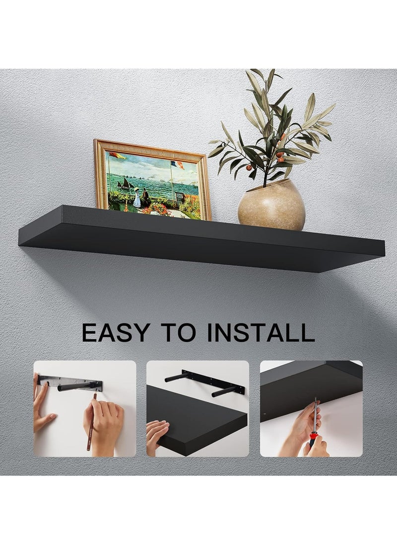 Roman Gifts - 6 Pcs Set of Floating Shelves for Wall Decor Wall Shelves for Bedroom Storage Large Deep Wall Mounted Shelves for Bathroom Towels Laundry Living Room Kitchen Closet - Image 1