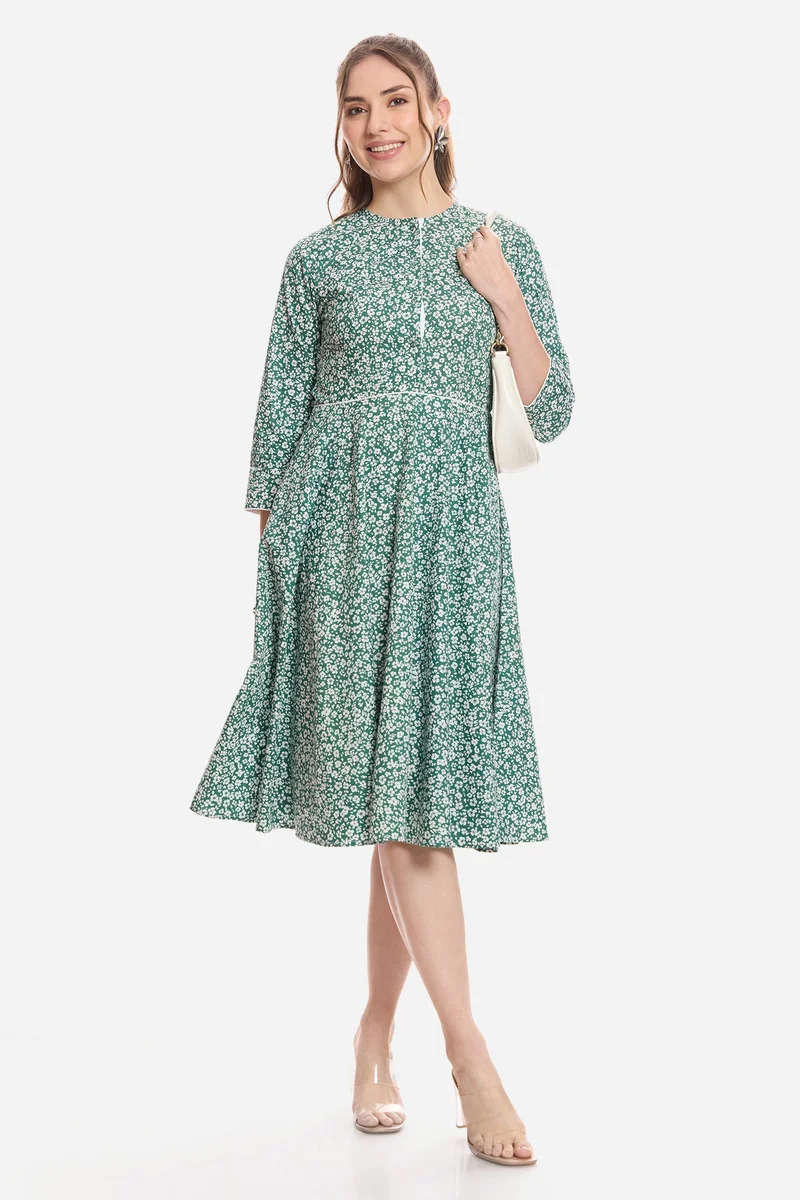 فيرجيو Floral Cotton Mini Dress With Piping for Women