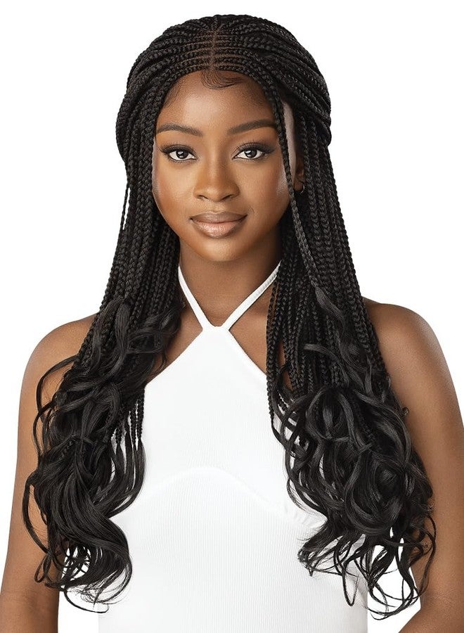Outre - 4x4 Lace Front Wig - MIDDLE PART FRENCH CURL BOX BRAIDS 26" (1 JET BLACK) - Image 5