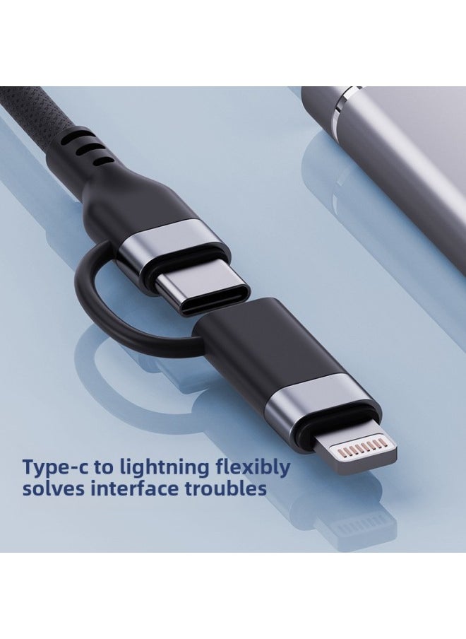 Suitable For Apple Typec To USB Extender HUB Hub 4 In 1 Splitter Conversion Line PD Charging Extension-Number Of Interfaces:Tc To 3usb+dual Typec Gray