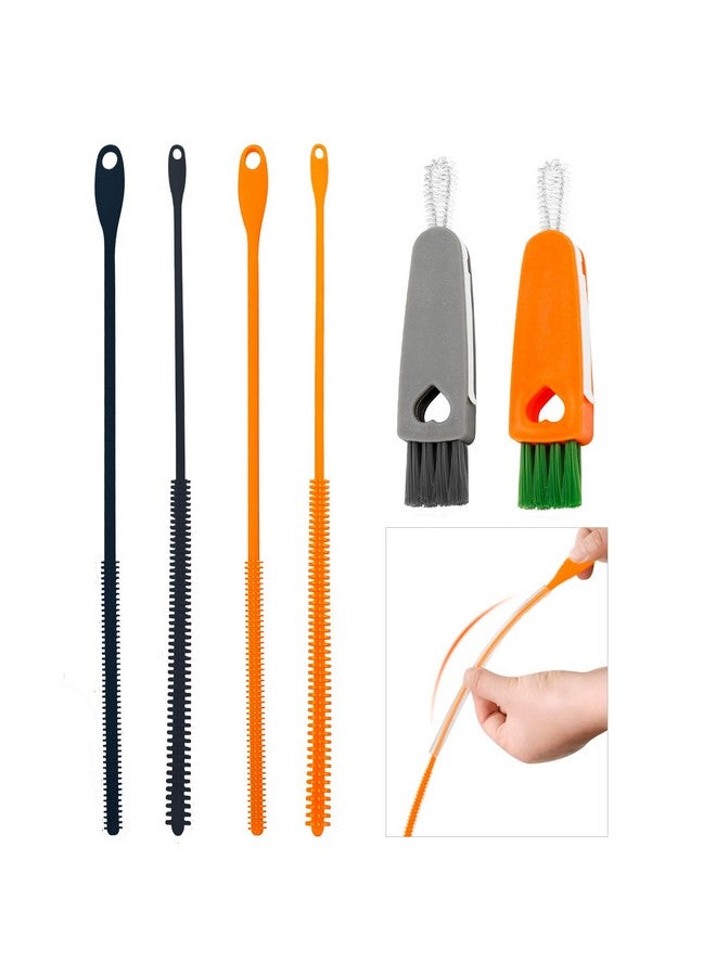 tokerut 6 Pack Reusable Silicone Straw Brush, 9.45 Inches Extra Long Straw Cleaner and Tumbler Lid Brush, 6mm & 8mm Straw Detail Cleaning Brush Straw Cleaning Tool for Bottle Caps, Straws, Pipe, Tubes - Image 1