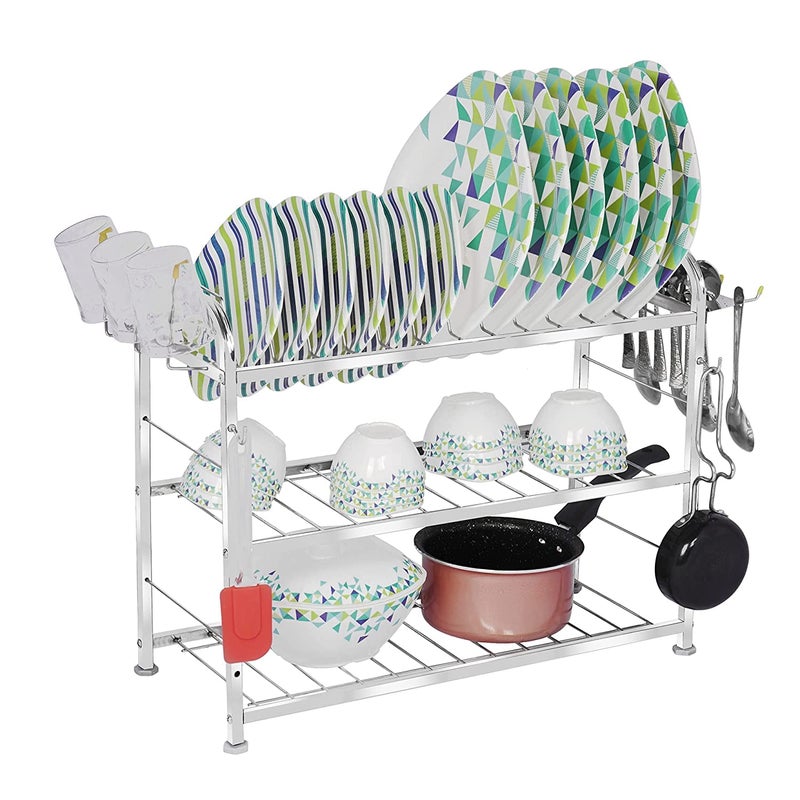 FB Fortune Blu Fortune Blu Wall Mount Kitchen Utensils Dish Rack Stainless Steel Utensil RackStand Dish StandHolder Kitchen Organizer Utensils Rack with Plate Cutlery Stand 18 x 21 - Image 1