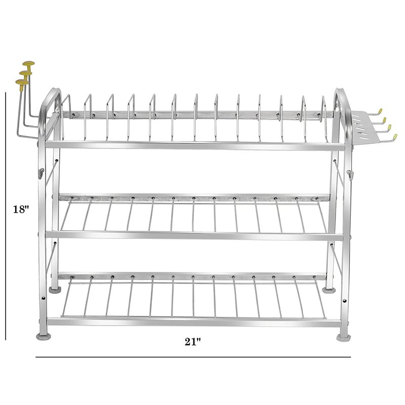 FB Fortune Blu Fortune Blu Wall Mount Kitchen Utensils Dish Rack Stainless Steel Utensil RackStand Dish StandHolder Kitchen Organizer Utensils Rack with Plate Cutlery Stand 18 x 21 - Image 3