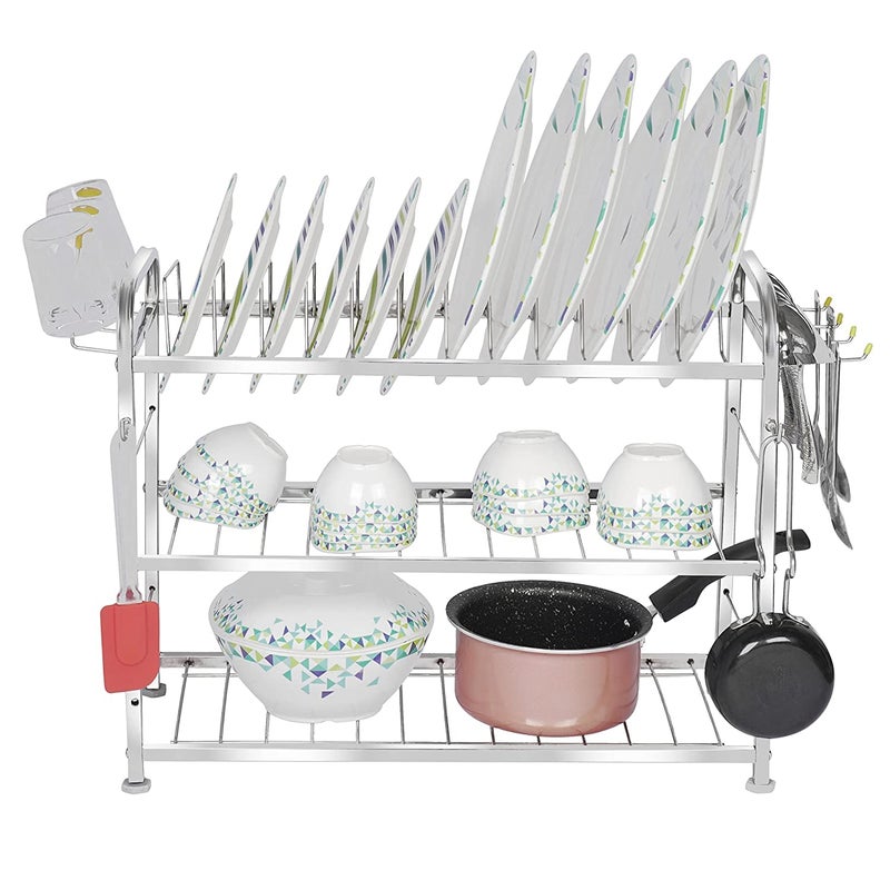 FB Fortune Blu Fortune Blu Wall Mount Kitchen Utensils Dish Rack Stainless Steel Utensil RackStand Dish StandHolder Kitchen Organizer Utensils Rack with Plate Cutlery Stand 18 x 21 - Image 2