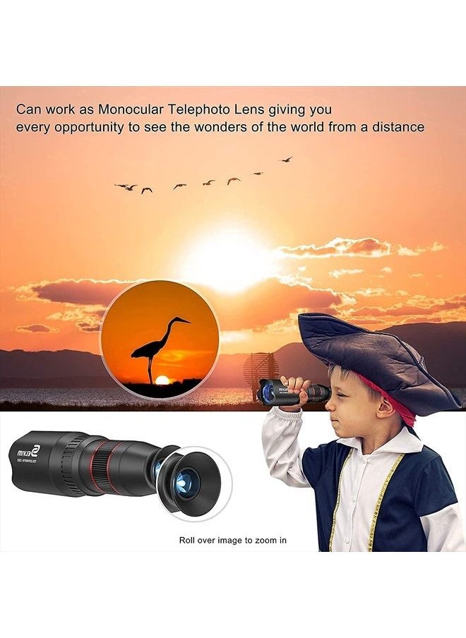 Selvim Phone Camera Lens Phone Lens Kit 4 in 1, 22X Telephoto Lens, 235° Fisheye Lens, 0.62X Wide Angle Lens, 25X Macro Lens, Compatible with iPhone 7 8 11 pro max X XS XR Android Samsung