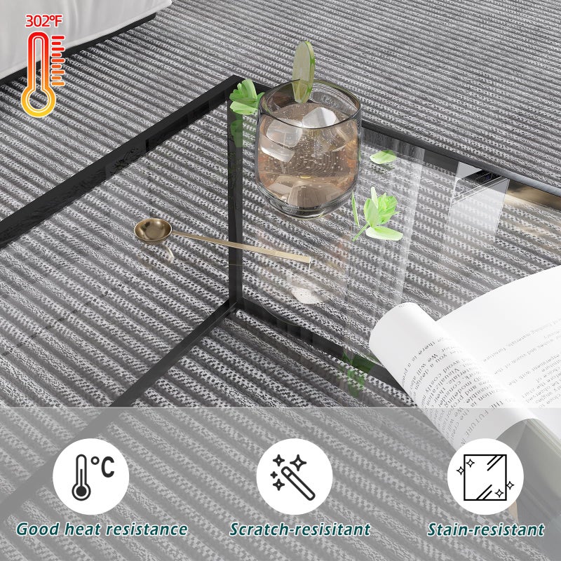 Easy Paws Glass Coffee Table Modern Center Table,Minimalist Coffee Table Sofa Side Tea Table for Living Room,Tempered Glass-top with Sturdy Metal Frame, Easy Assembly,26.4 x 26.4 x 15.7 Inches, Black - Image 3