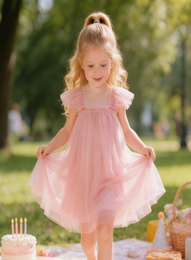 AGQT Baby Girls Tutu Dress Sleeveless Toddler Infant Tulle Tutu Dresses Birthday Party Flower Wedding Layered Lace Mini Layers Dress Light Pink Size 9-12 Months - Image 4
