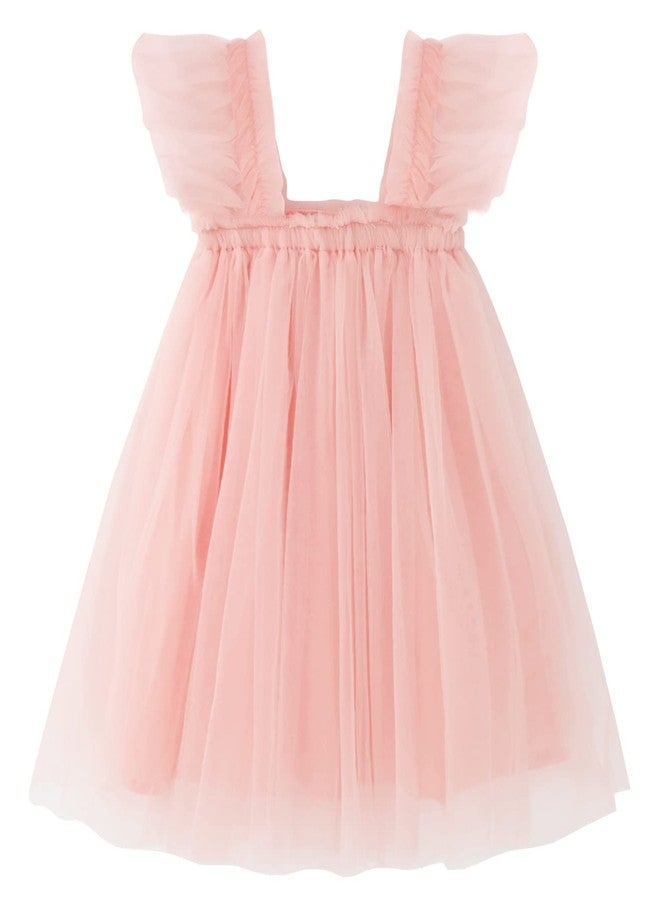 AGQT Baby Girls Tutu Dress Sleeveless Toddler Infant Tulle Tutu Dresses Birthday Party Flower Wedding Layered Lace Mini Layers Dress Light Pink Size 9-12 Months - Image 1