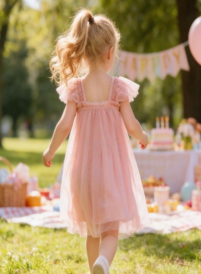 AGQT Baby Girls Tutu Dress Sleeveless Toddler Infant Tulle Tutu Dresses Birthday Party Flower Wedding Layered Lace Mini Layers Dress Light Pink Size 9-12 Months - Image 5
