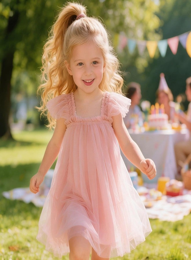 AGQT Baby Girls Tutu Dress Sleeveless Toddler Infant Tulle Tutu Dresses Birthday Party Flower Wedding Layered Lace Mini Layers Dress Light Pink Size 9-12 Months - Image 2