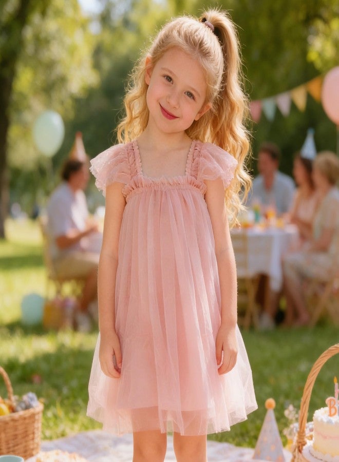 AGQT Baby Girls Tutu Dress Sleeveless Toddler Infant Tulle Tutu Dresses Birthday Party Flower Wedding Layered Lace Mini Layers Dress Light Pink Size 9-12 Months - Image 3