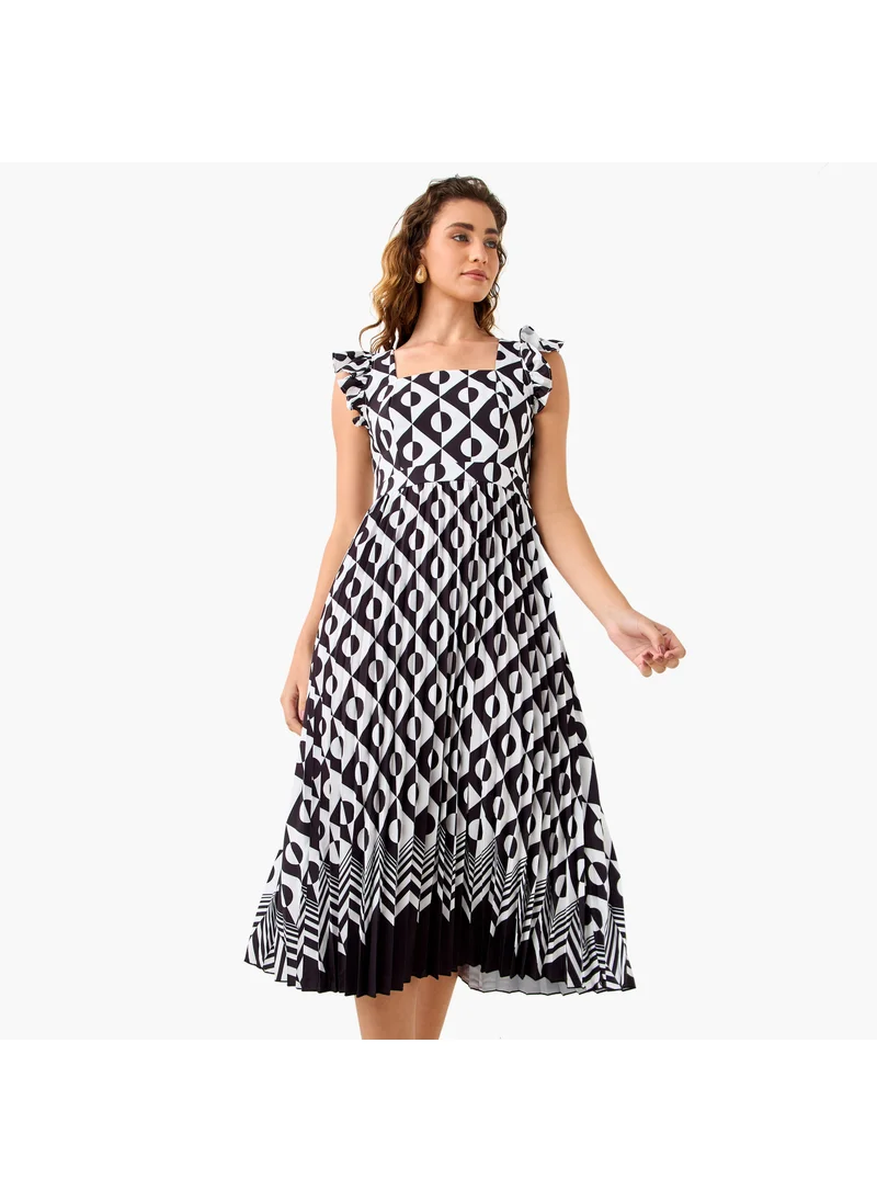 سبلاش فيڤ Pleated Midi Dress with Ruffle Sleeves