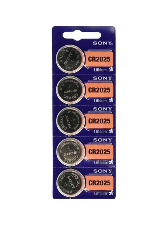 Pack Of 5 CR2025 Coin Lithium Battery Black