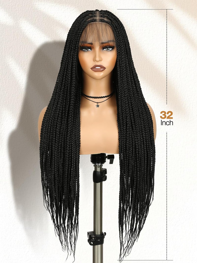 Fancy Hair باروكة ضفائر فاخرة للسيدات السود 32 بوصة بدون عقد مزدوج مع شعر أطفال للنساء الأمريكيات من أصل أفريقي - Image 4