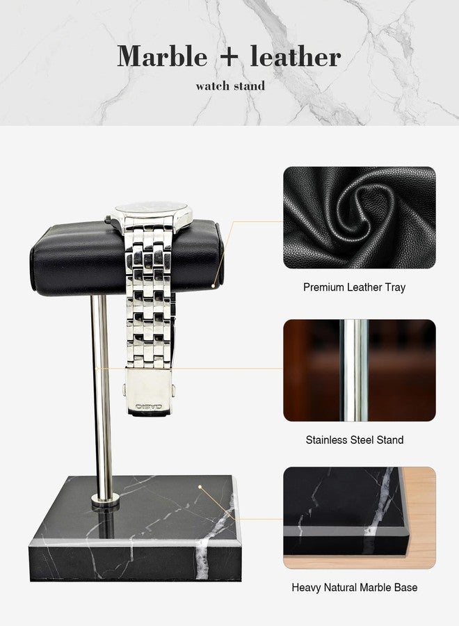 CHADWICK Watch Stand Marble Base, Handcrafted Watch Display Stand, Watch Holder for Men with PU Leather Tray, Watch Rack for Watch, Bracelet, Men's Gift on Father's Day, Christmas - Image 5
