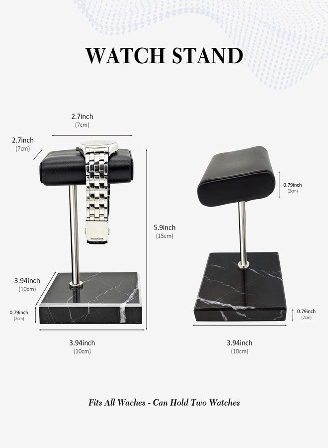 CHADWICK Watch Stand Marble Base, Handcrafted Watch Display Stand, Watch Holder for Men with PU Leather Tray, Watch Rack for Watch, Bracelet, Men's Gift on Father's Day, Christmas - Image 3