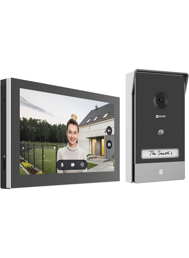 إيزفيز جرس باب مع كاميرا فيديو 2K من ازفيز، توصيل داخلي للباب مع شاشة تعمل باللمس ملونة 7 بوصة، كشف الأشخاص وصوت بنطاق مزدوج، اتصال داخلي مع فتاحة الباب، يدعم واي فاي ثنائي النطاق، HP7 - Image 1