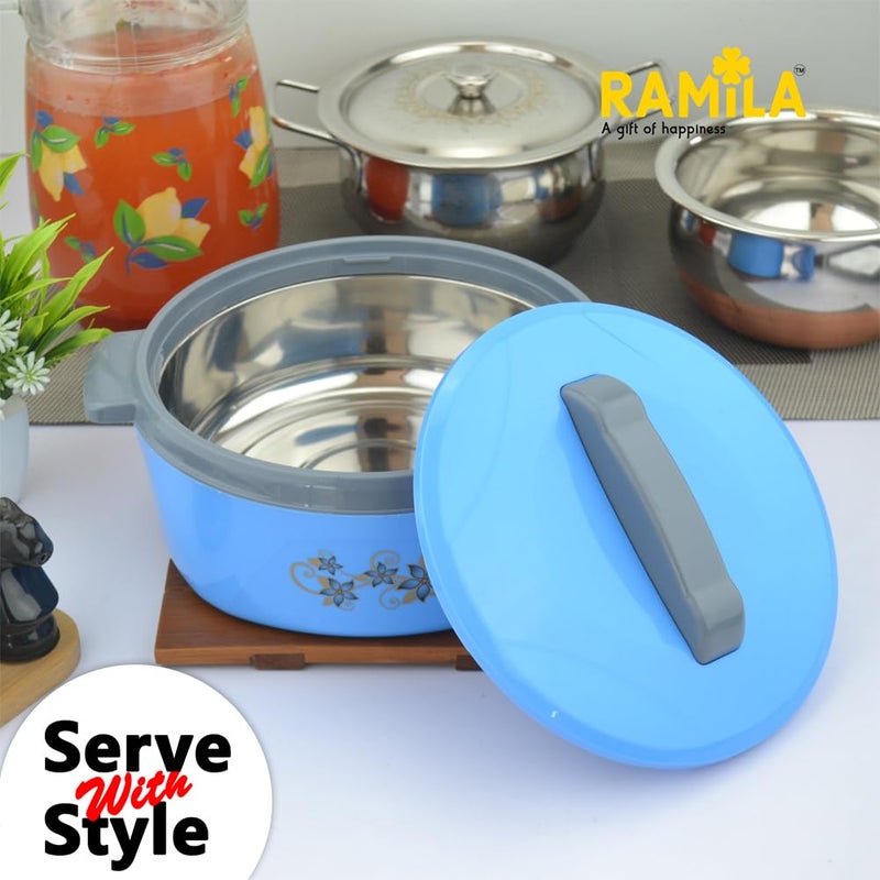 RAMILA Insulated Hot Box Casserole, Stainless Steel Inner, Blue - Image 3