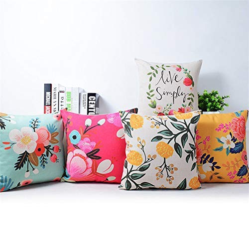 AMAZE ATTIRES | Decorative Printed Square Cushion Cover Set of 5 Throw Pillow Covers/Cases for Couch Sofa Home (16 x 16 inch or 40cm x40cm) ATCU034 - Image 1