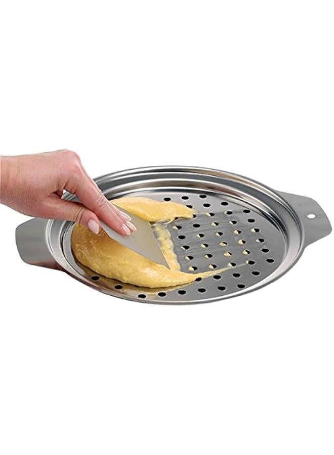 Stainless Steel Spaetzle Maker Lid with Scraper Traditional German Egg Noodle Maker Pan Pot Spaghetti Strainer - Image 1