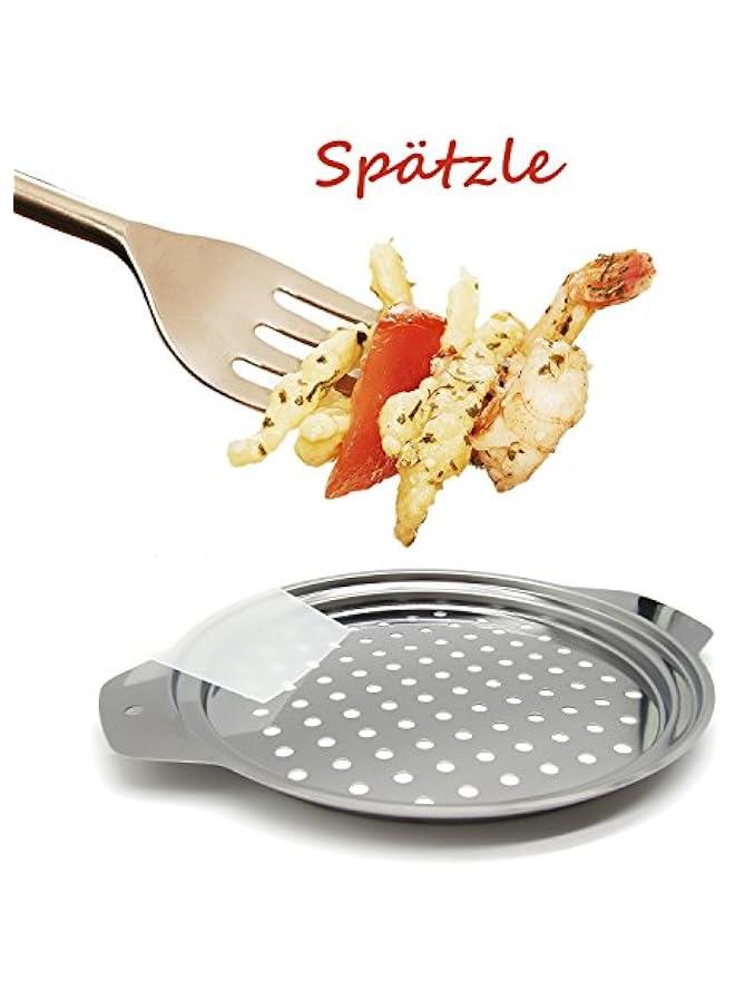 Stainless Steel Spaetzle Maker Lid with Scraper Traditional German Egg Noodle Maker Pan Pot Spaghetti Strainer - Image 3