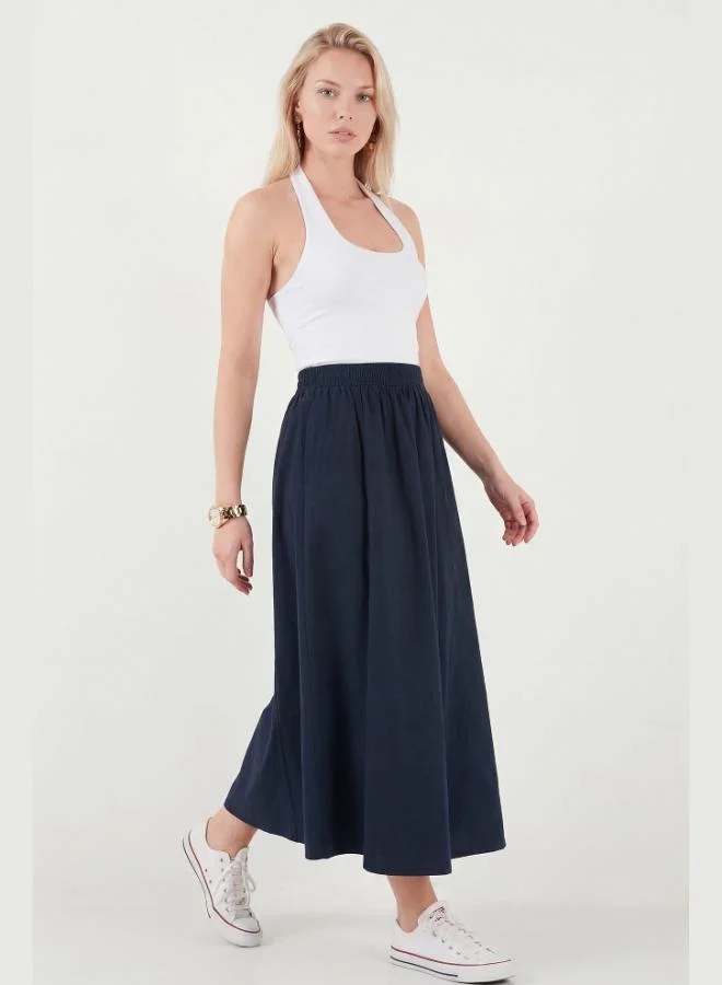 ليلا Lela Modest Cotton Relaxed Fit Elastic Waist Hijab Midi Skirt Women's SKIRT 668YE4449