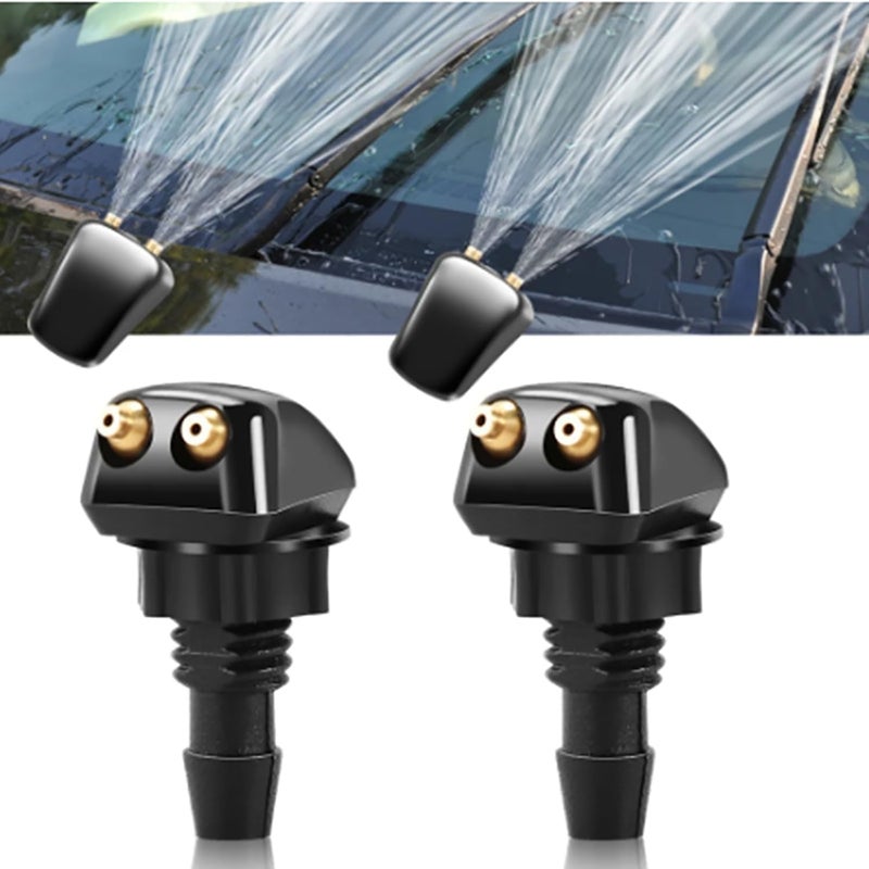 Bukela Wiper Sprayer, Universal Double-Hole Windshield Washer Nozzle Kit with Hose and Connectors, Easy-Install Nylon Sprayer for Most Cars, Direct Replacement for Faulty Nozzles - Image 2