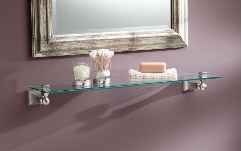 Moen DN8390BN Retreat 22-Inch Wide x 5-Inch Deep Decorative Glass Bathroom Vanity Shelf, Brushed Nickel - Image 4