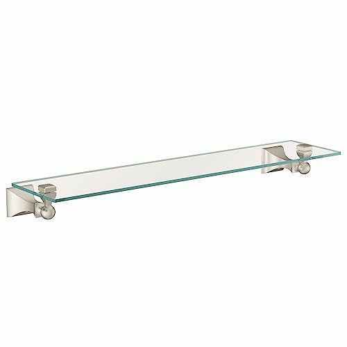 Moen DN8390BN Retreat 22-Inch Wide x 5-Inch Deep Decorative Glass Bathroom Vanity Shelf, Brushed Nickel - Image 1