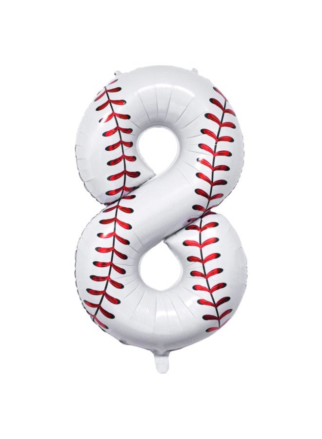 Lcoor Baseball Birthday Decor, 40'' Baseball Number 8 Balloon,Sport Themed Balloons Party Decorations (8) - Image 1